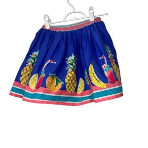Monsoon blue fruit print sequin skirt pull on nwt sz 7-8